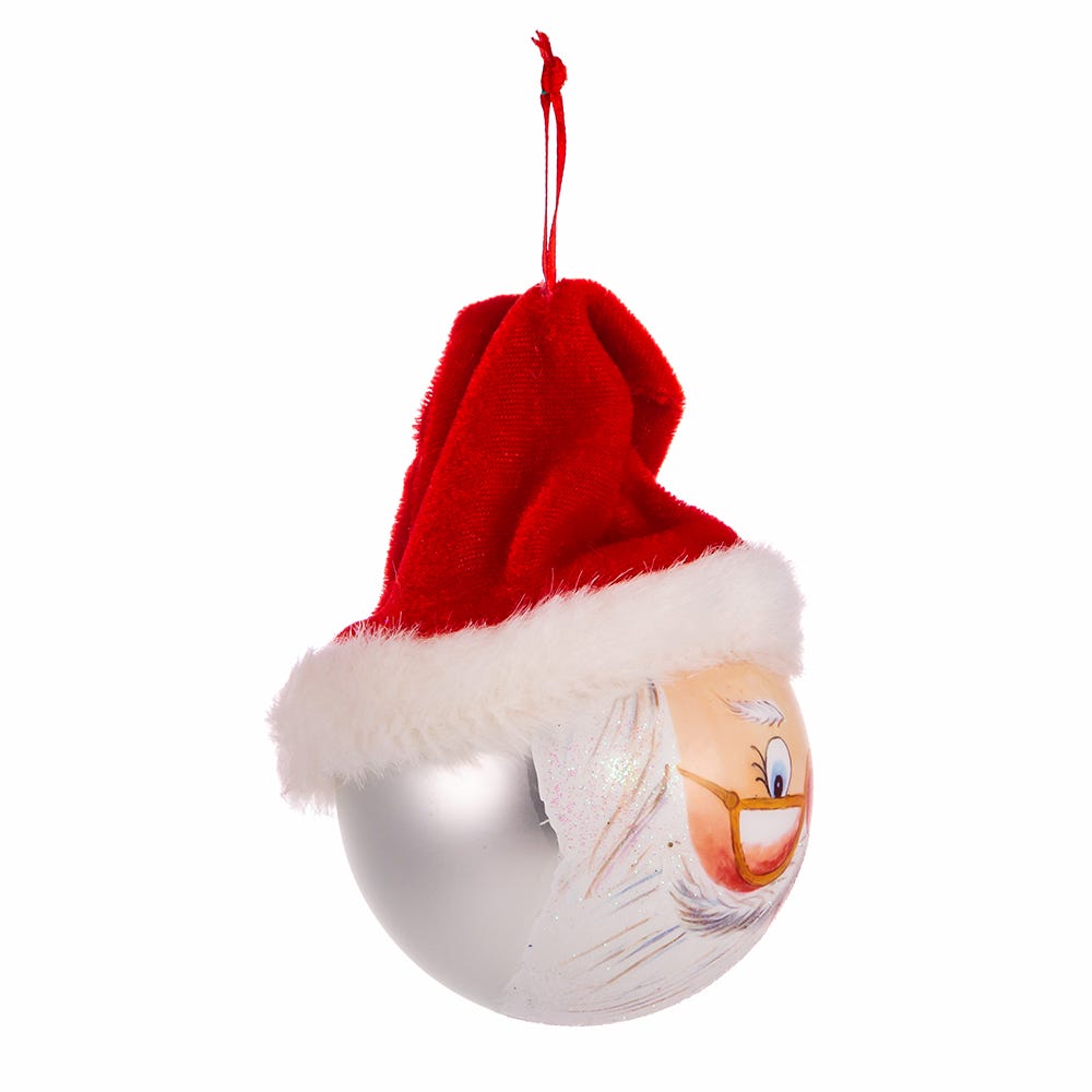 Kurt Adler 4-Inch Glass Painted Santa Face Ball Ornament
